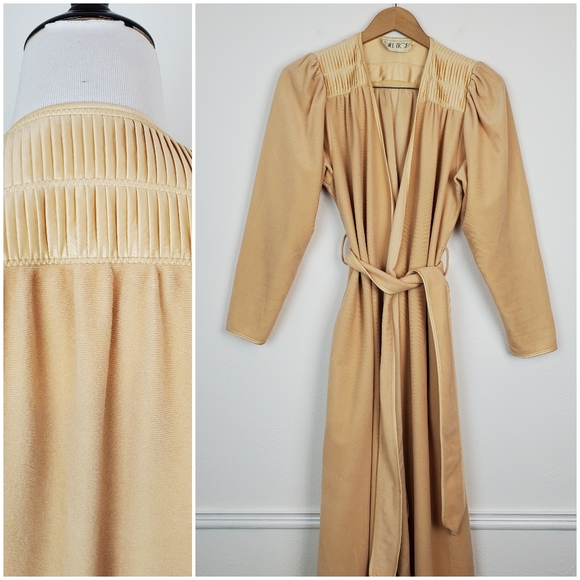 Vintage Other - Bill Tice Robe Vintage Pleated Old Hollywood Lounge Comfort Sleep Tan Neutral